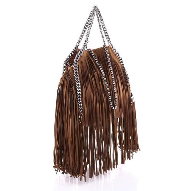 Stella McCartney Falabella Fringe Fold Over Crossbody Bag Shaggy Deer