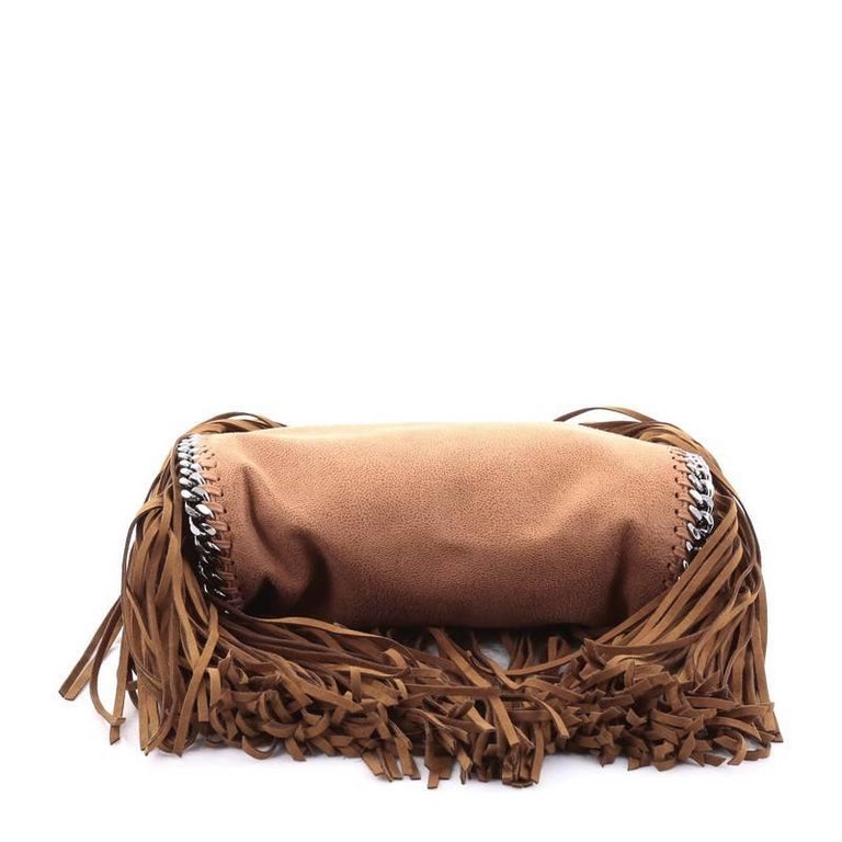 Stella McCartney Falabella Fringe Fold Over Crossbody Bag Shaggy Deer