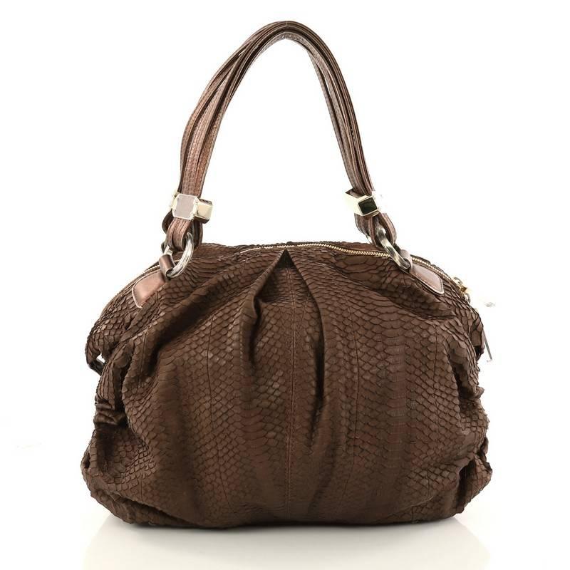Christian Louboutin Pleated Shoulder Bag Python Medium In Good Condition In NY, NY