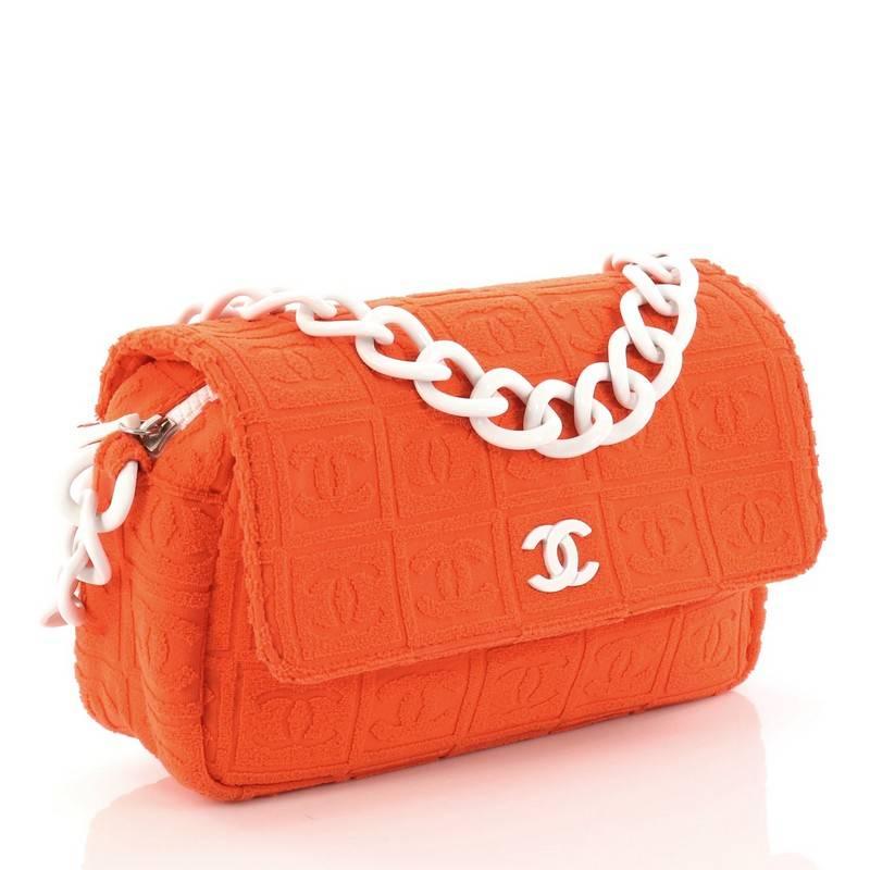 Red Chanel Sport Line Resin Camera Flap Bag Terry Cloth Medium