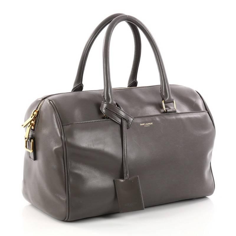 Gray Saint Laurent Classic Duffle Bag Leather 6