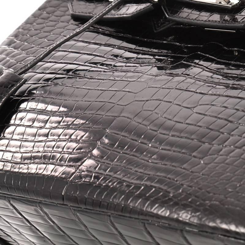 Hermes Birkin Handbag Black Shiny Porosus Crocodile with Palladium Hardware 35 3