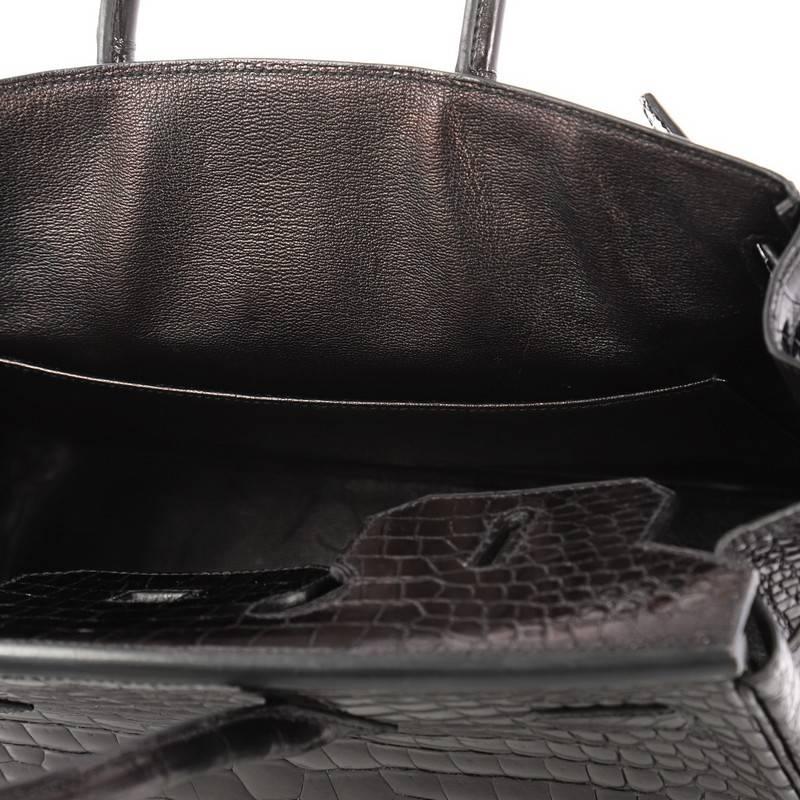 Hermes Birkin Handbag Black Shiny Porosus Crocodile with Palladium Hardware 35 8