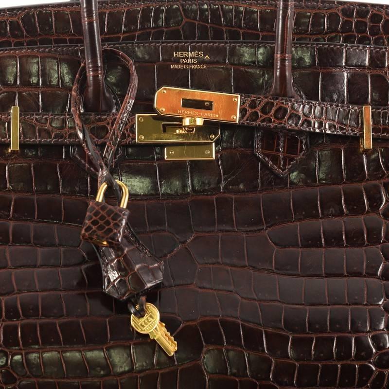 Hermes Birkin Handbag Havane Shiny Porosus Crocodile with Gold Hardware 35  1