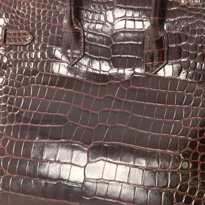Hermes Birkin Handbag Havane Shiny Porosus Crocodile with Gold Hardware 35 2
