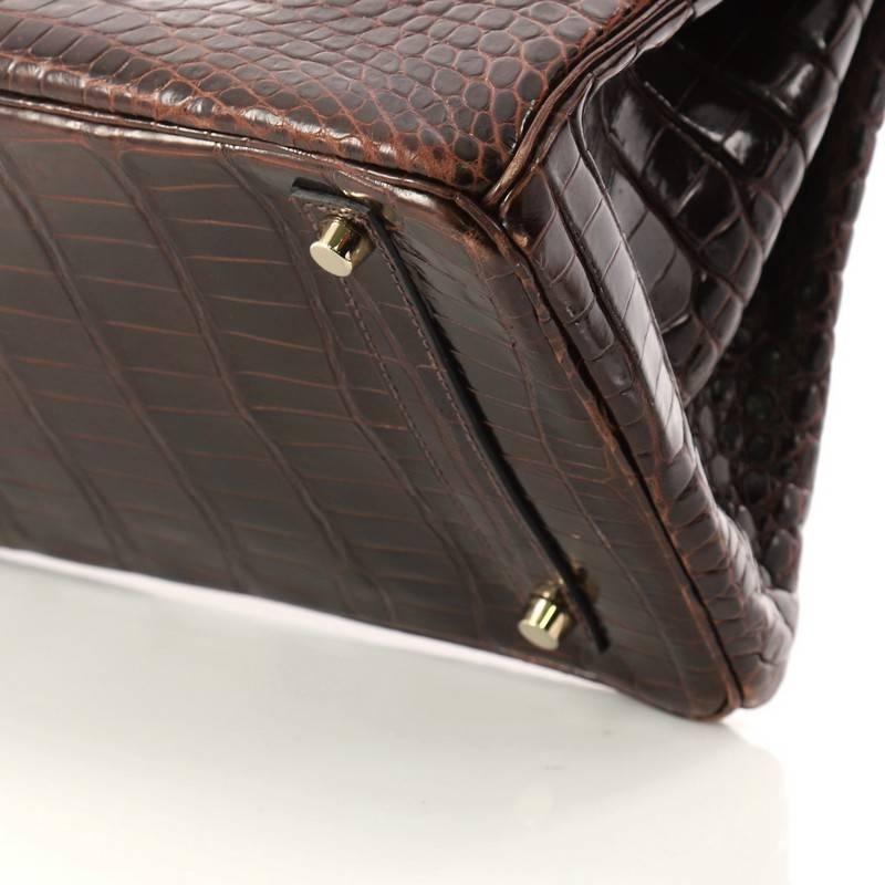 Hermes Birkin Handbag Havane Shiny Porosus Crocodile with Gold Hardware 35  3