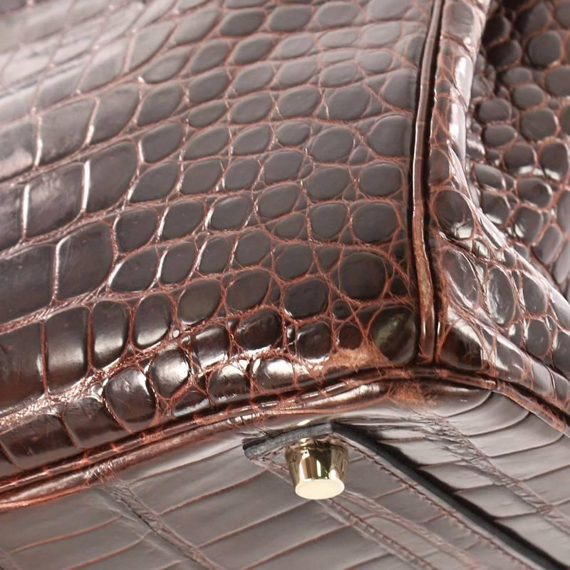 Hermes Birkin Handbag Havane Shiny Porosus Crocodile with Gold Hardware 35  6