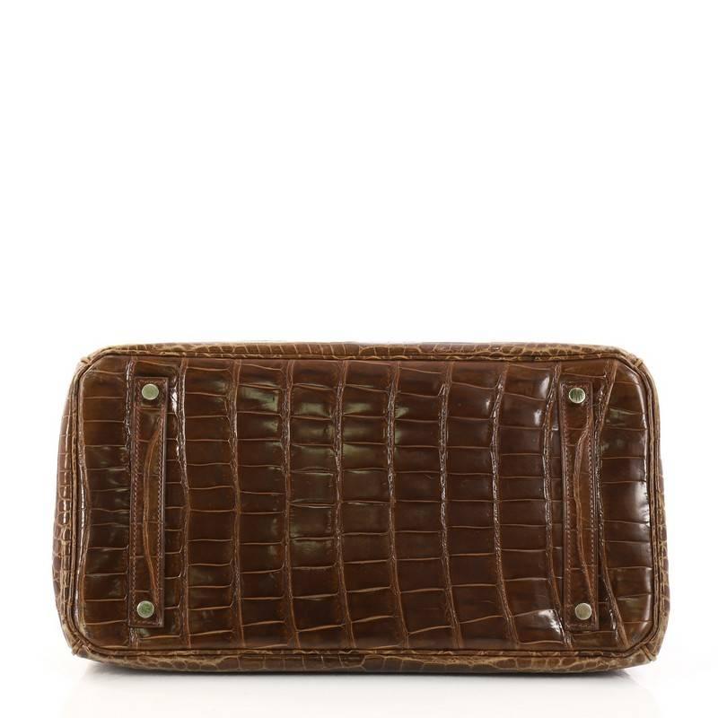 Women's Hermes Birkin Handbag Miel Shiny Porosus Crocodile with Gold Hardware 35 