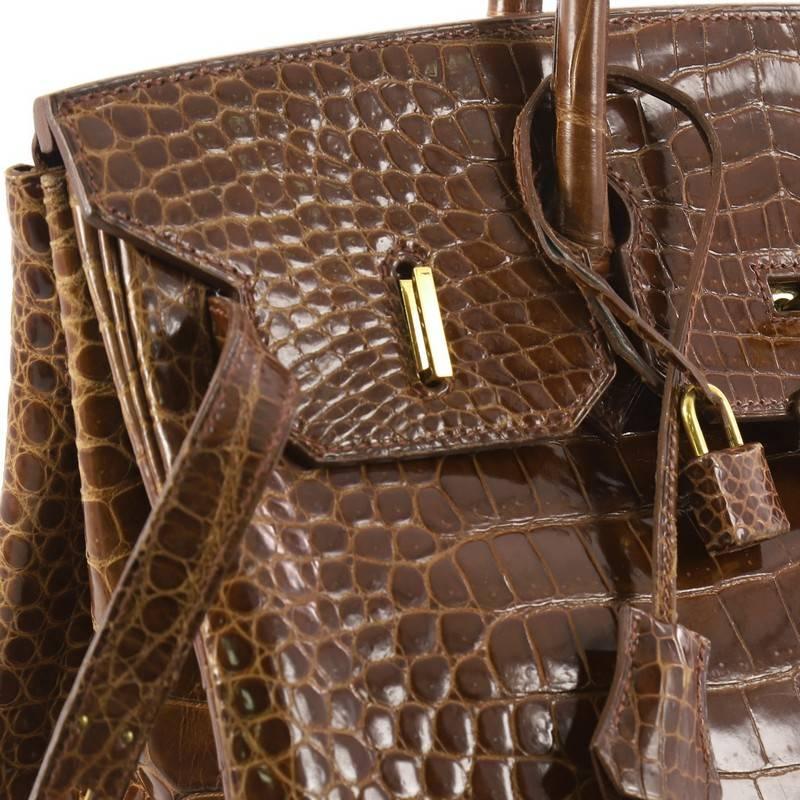 Hermes Birkin Handbag Miel Shiny Porosus Crocodile with Gold Hardware 35  2