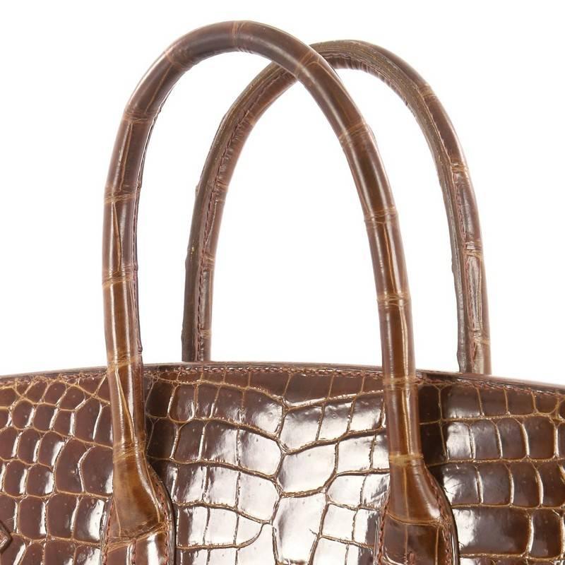 Hermes Birkin Handbag Miel Shiny Porosus Crocodile with Gold Hardware 35  4