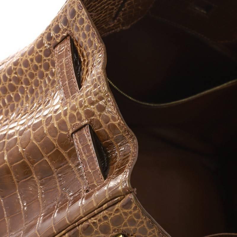 Hermes Birkin Handbag Miel Shiny Porosus Crocodile with Gold Hardware 35  11