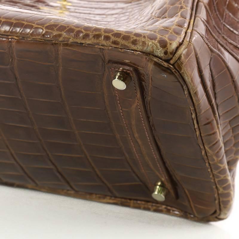 Hermes Birkin Handbag Miel Shiny Porosus Crocodile with Gold Hardware 35  5