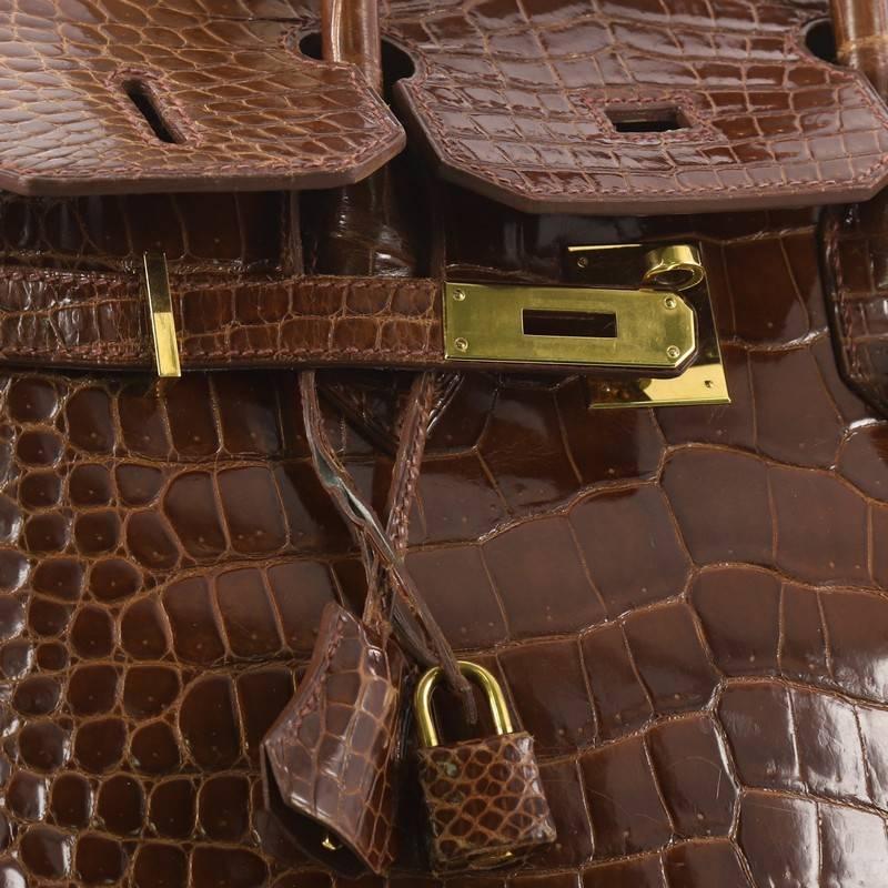 Hermes Birkin Handbag Miel Shiny Porosus Crocodile with Gold Hardware 35  10