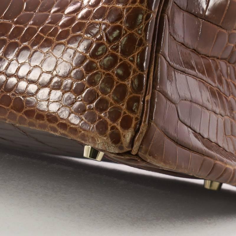 Hermes Birkin Handbag Miel Shiny Porosus Crocodile with Gold Hardware 35  6