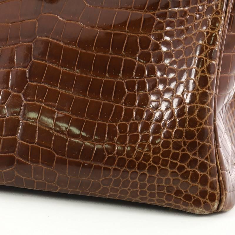 Hermes Birkin Handbag Miel Shiny Porosus Crocodile with Gold Hardware 35  7