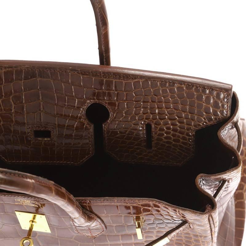 Hermes Birkin Handbag Miel Shiny Porosus Crocodile with Gold Hardware 35  12