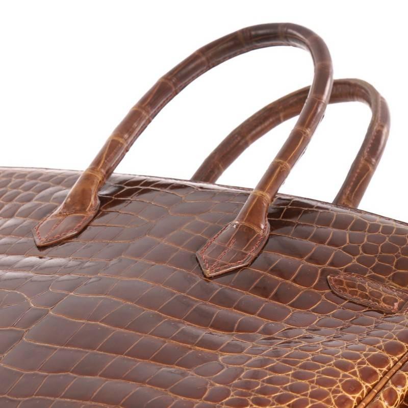 Hermes Birkin Handbag Miel Shiny Porosus Crocodile with Gold Hardware 35  9