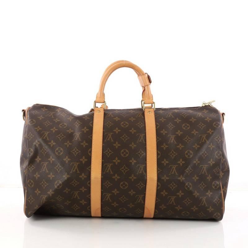 Louis Vuitton Keepall Bandouliere Bag Monogram Canvas 55 In Good Condition In NY, NY