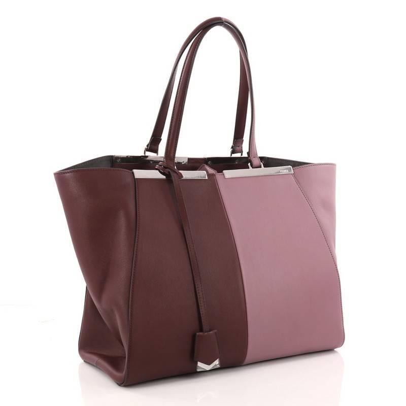 Brown Fendi Bicolor 3Jours Handbag Leather Large