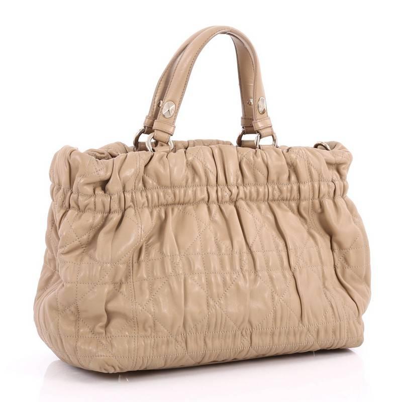 Beige Christian Dior Delices Tote Cannage Quilt Leather Medium