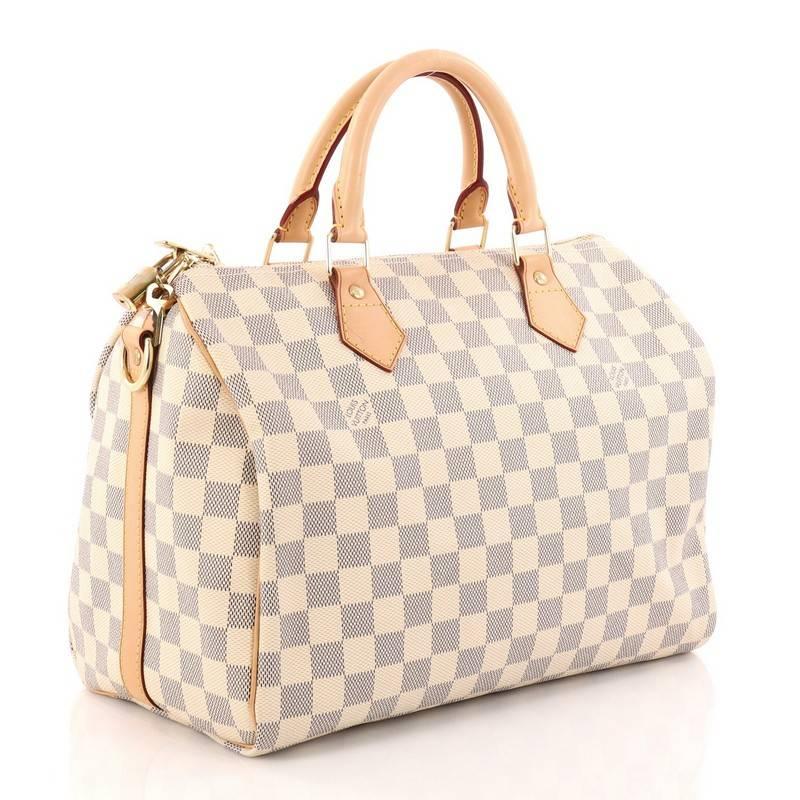 Beige Louis Vuitton Speedy Bandouliere Bag Damier 30