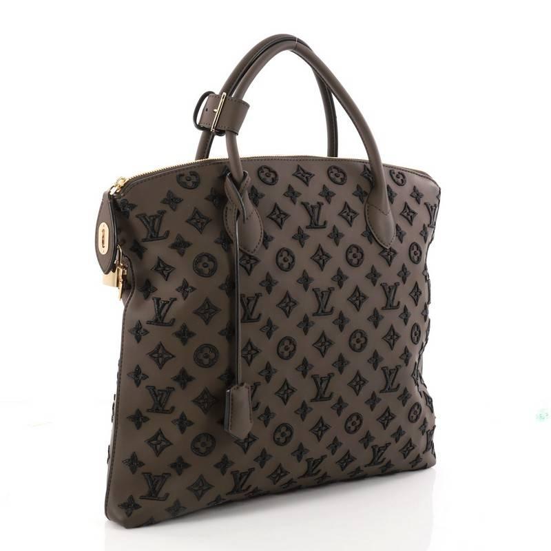 Black Louis Vuitton Lockit Handbag Limited Edition Monogram Addiction Rubber Vertical