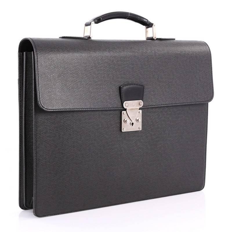 Black Louis Vuitton Robusto 2 Briefcase Taiga Leather 