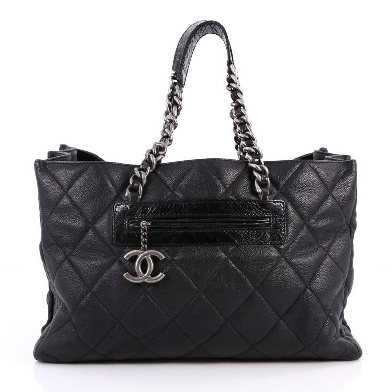 Black  Chanel Coco Casual Tote Quilted Caviar Large