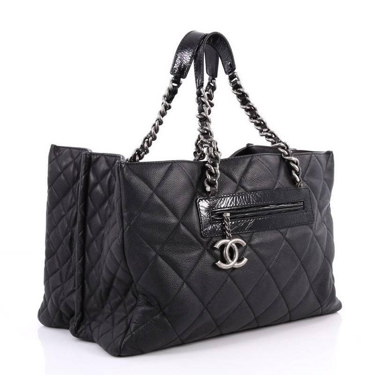 Chanel Coco Casual Tote Quilted Caviar Large at 1stDibs