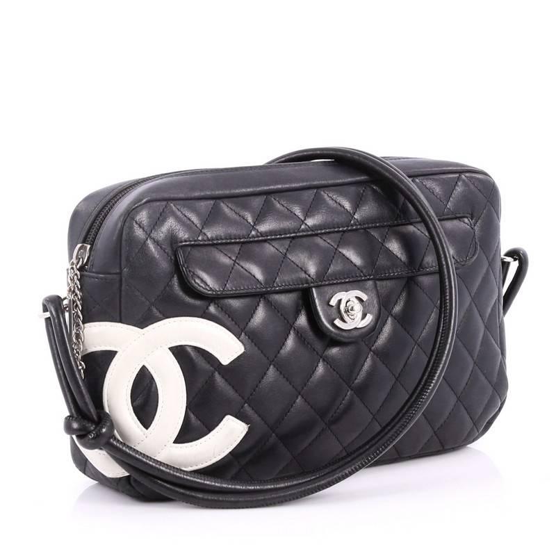 Black Chanel Cambon Camera Bag Quilted Leather 