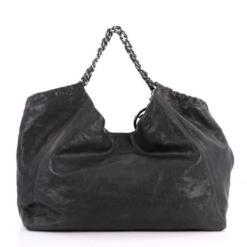 Black Chanel Coco Cabas Distressed Caviar XL
