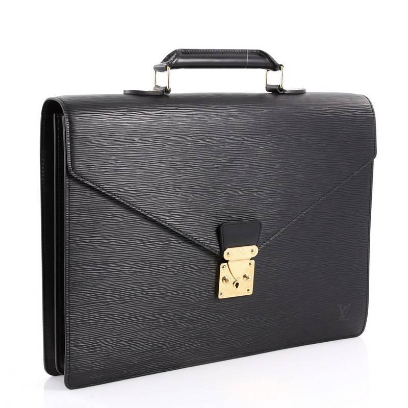 Black Louis Vuitton Serviette Ambassadeur Handbag Epi Leather 