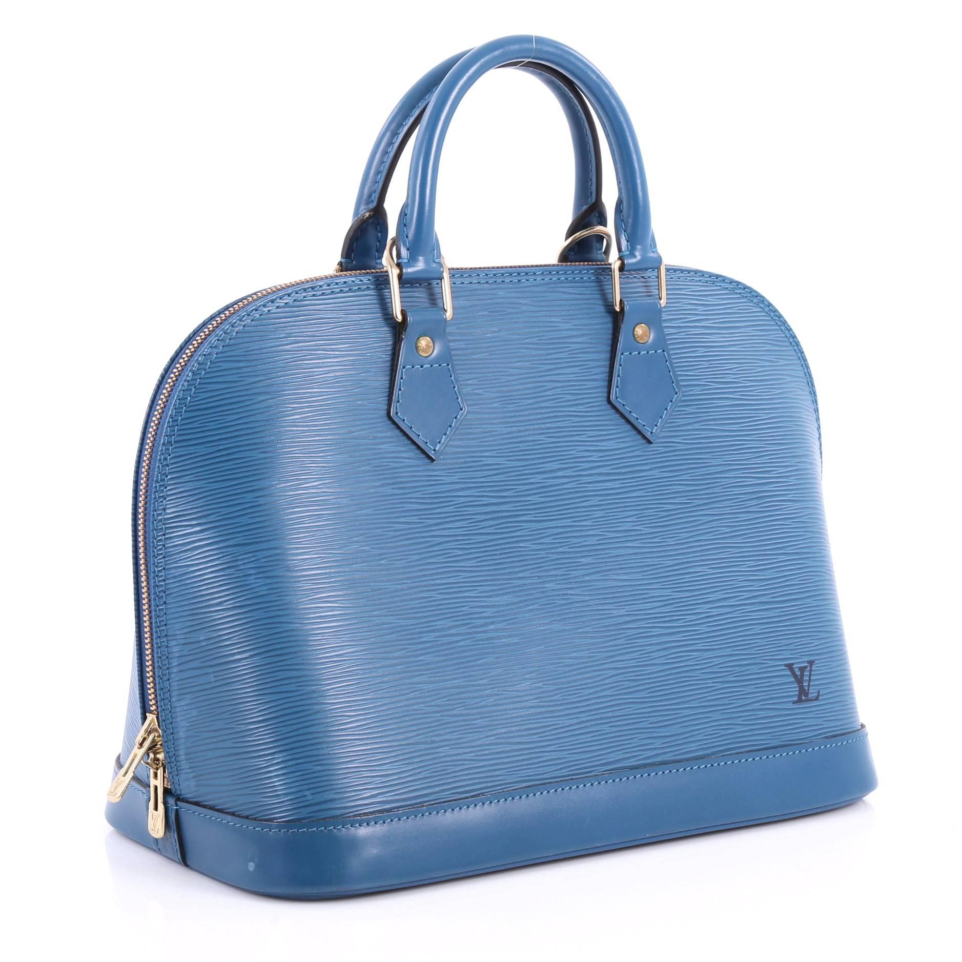 Blue  Louis Vuitton Vintage Alma Handbag Epi Leather PM 