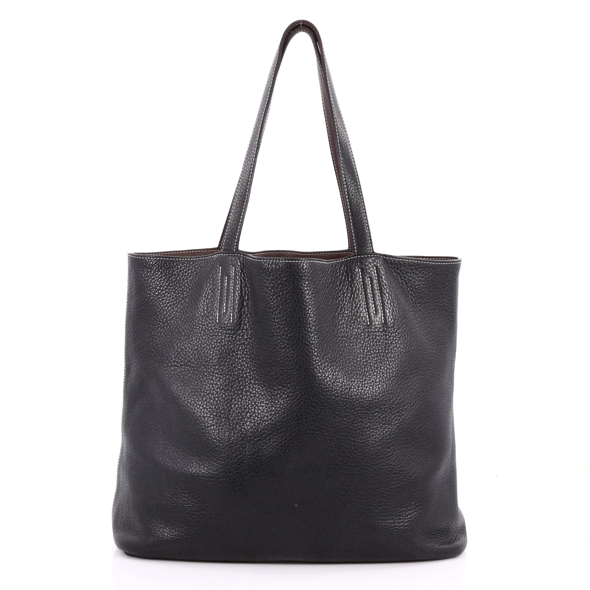 Hermes Double Sens Tote Clemence 45 In Good Condition In NY, NY