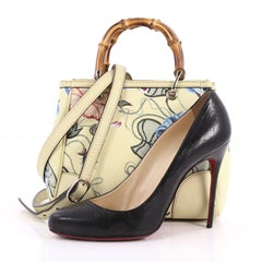 Gucci Bambus-Einkaufstasche Flora Canvas Mini