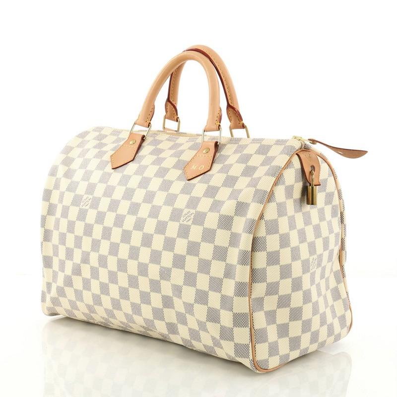 Beige Louis Vuitton Speedy Handbag Damier 35