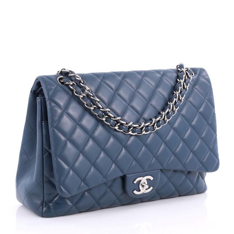 Purple Chanel Classic Double Flap Bag Quilted Lambskin Maxi