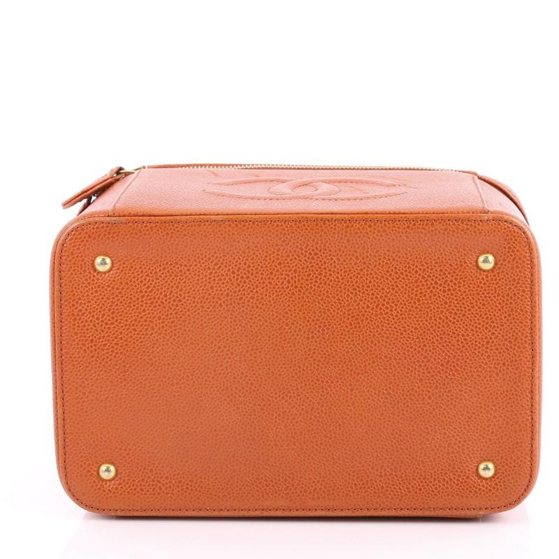 Orange Chanel Vintage Timeless Cosmetic Case Caviar Small