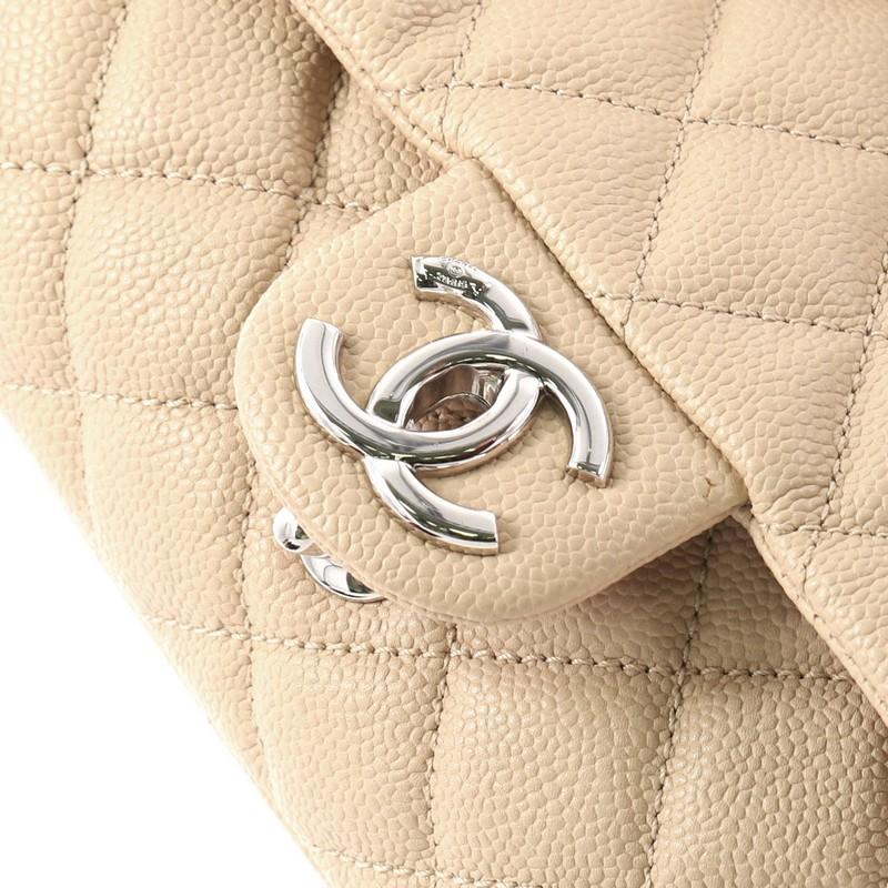 Beige Chanel Easy Flap Bag Quilted Caviar Medium