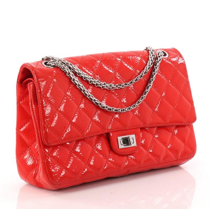 Red Chanel Reissue 2.55 Handbag Quilted Crinkled Patent 225