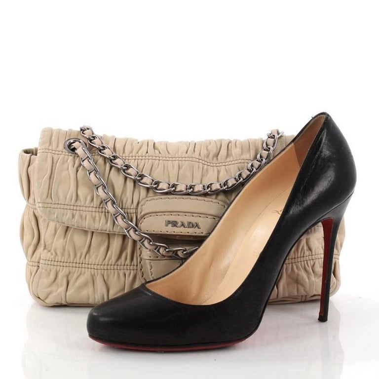 Prada Gaufre Chain Flap Shoulder Bag Nappa Leather Small at 1stDibs