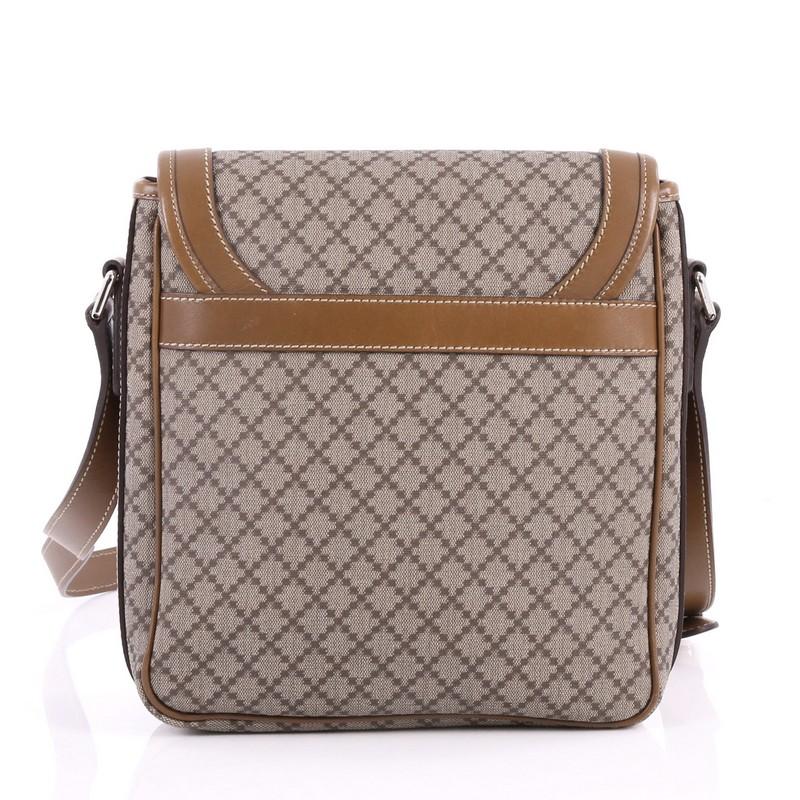 Gucci Snap Flap Messenger Bag Diamante Coated Canvas Medium In Good Condition In NY, NY