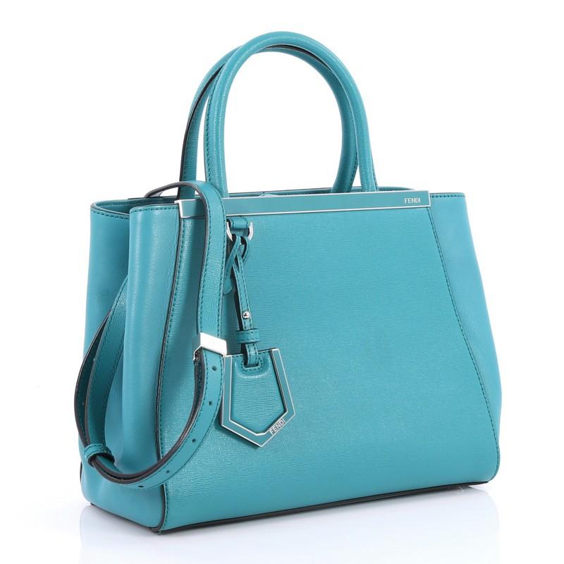 Blue Fendi 2Jours Handbag Leather Petite