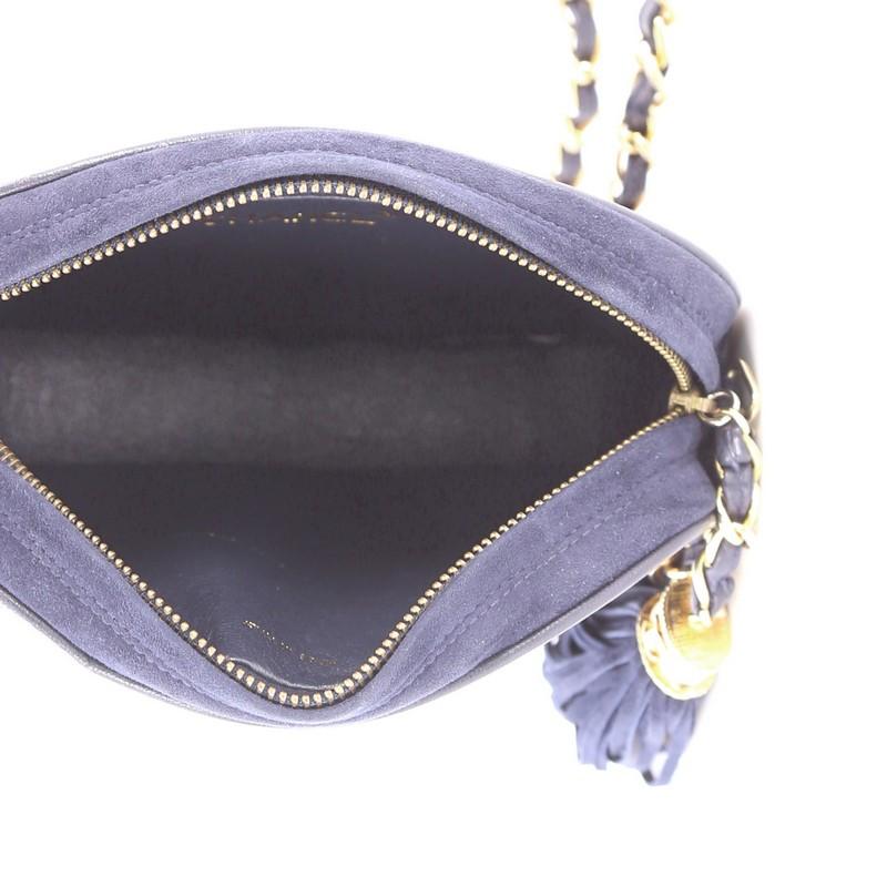 Black Chanel Vintage Oval CC Tassel Crossbody Bag Suede Mini