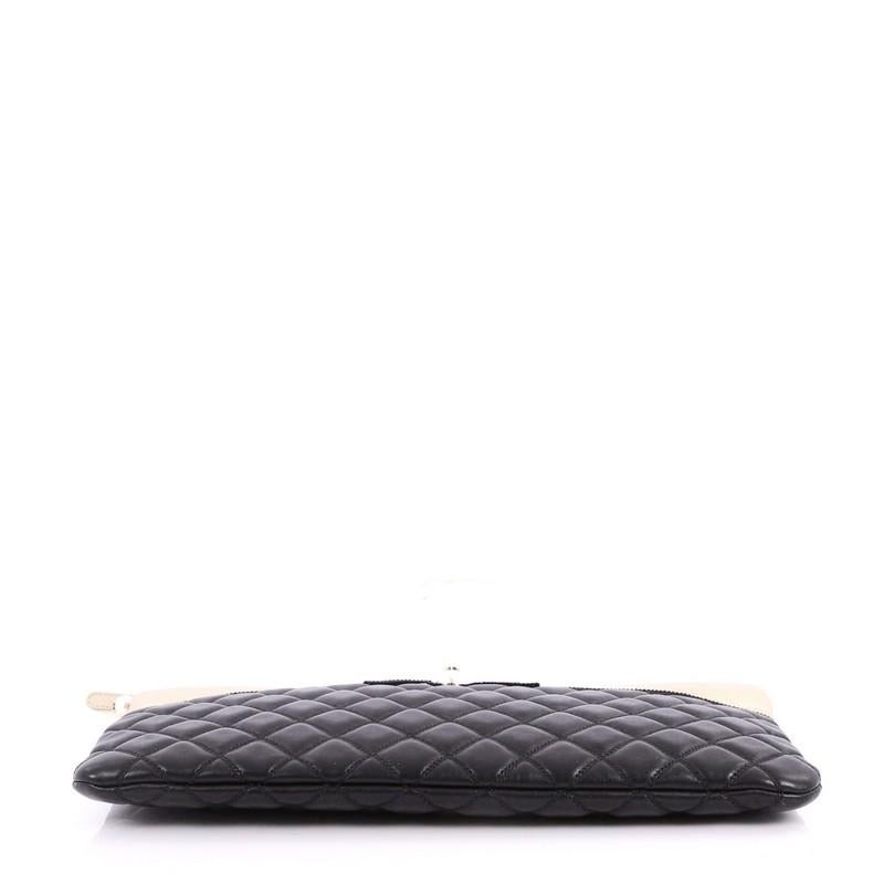 Women's or Men's Chanel Pearl O Case Clutch Quilted Lambskin and Calfskin Large