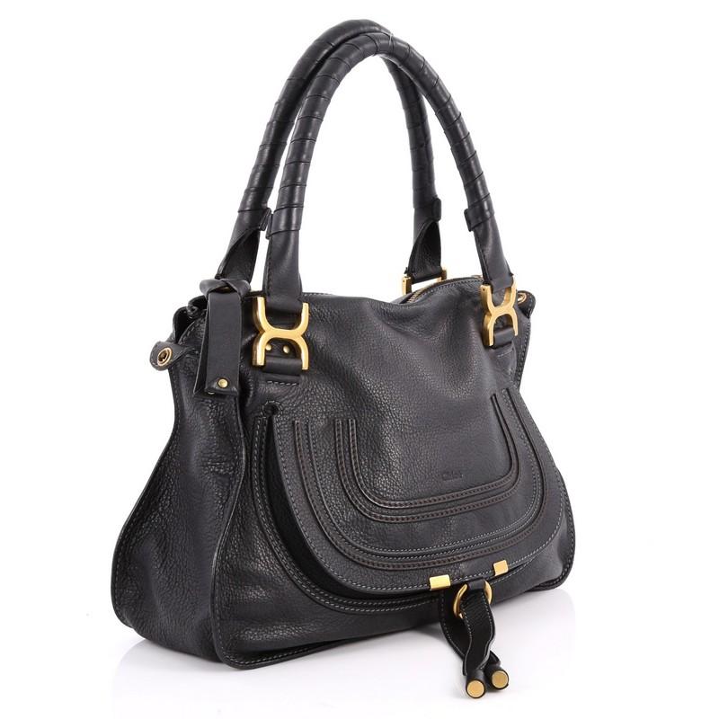 Black Chloe Marcie Satchel Leather Medium