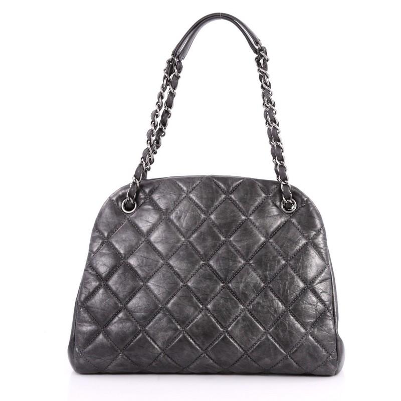 Chanel Just Mademoiselle Handbag Quilted Aged Calfskin Large In Good Condition In NY, NY