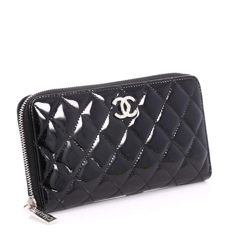 Chanel Brilliant Zip Around Wallet Quilted Patent Long at 1stDibs