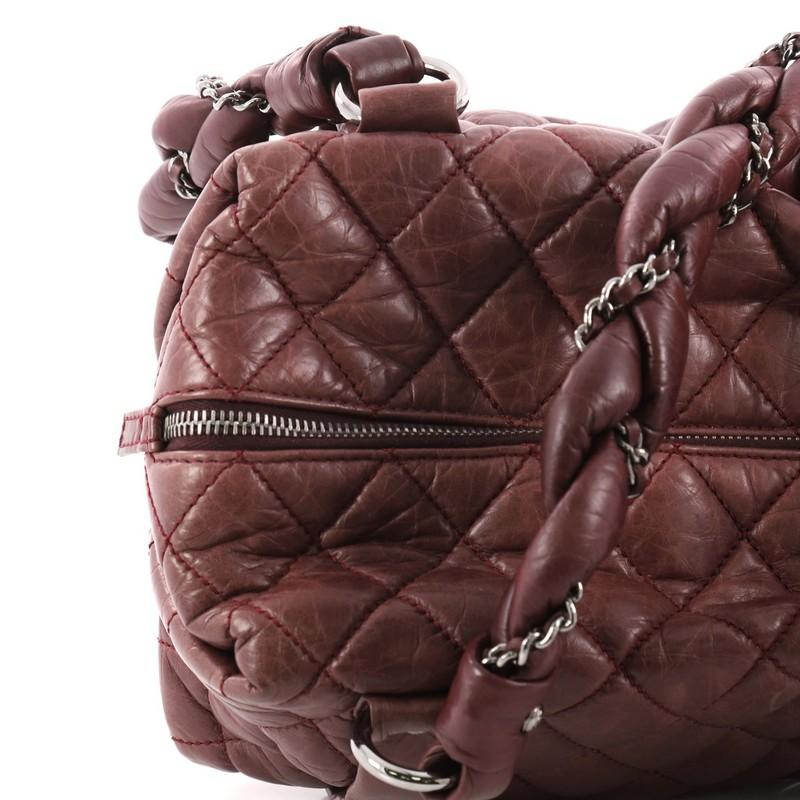 Women's or Men's Chanel Lady Braid Bowler Bag Quilted Distressed Lambskin Small