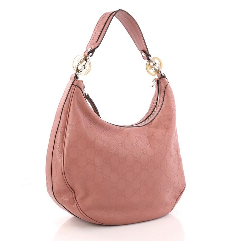 Pink Gucci Twins Hobo Guccissima Leather Medium